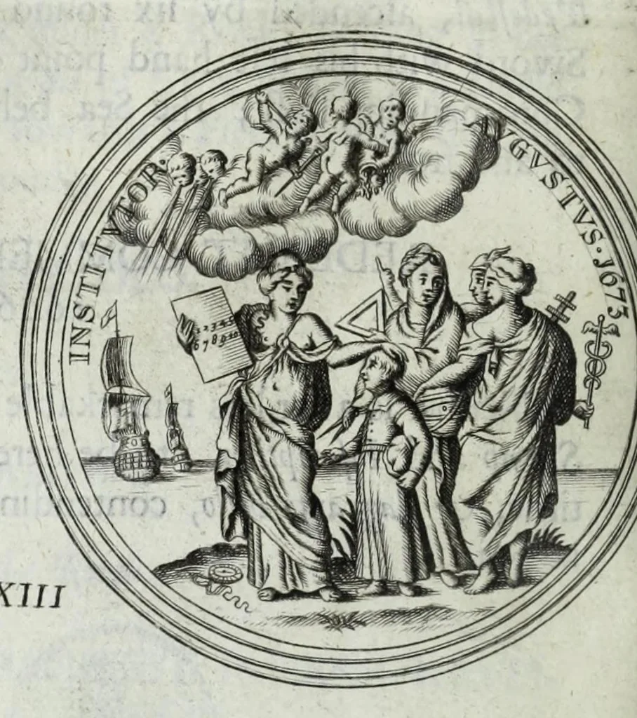 An illustration from Numismata. A discourse of medals, antient and modern. Together with some account of heads and effigies of illustrious, and famous persons, in sculps and tailledouce, of whom we have no medals extant; and of the use to be derived from them. To which is added a digression concerning physiognomy, 1697, leaf 152