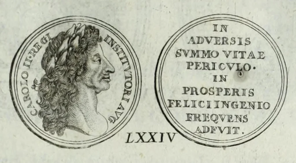 An illustration from Numismata. A discourse of medals, antient and modern. Together with some account of heads and effigies of illustrious, and famous persons, in sculps and tailledouce, of whom we have no medals extant; and of the use to be derived from them. To which is added a digression concerning physiognomy, 1697, leaf 153