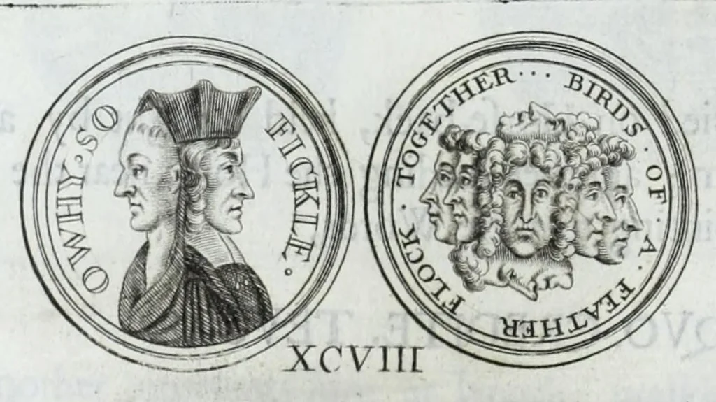 An illustration from Numismata. A discourse of medals, antient and modern. Together with some account of heads and effigies of illustrious, and famous persons, in sculps and tailledouce, of whom we have no medals extant; and of the use to be derived from them. To which is added a digression concerning physiognomy, 1697, leaf 186