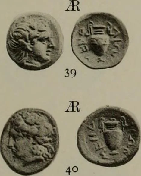An illustration from Numismata graeca; Greek coin-types, classified for immediate identification, 1910, leaf 170