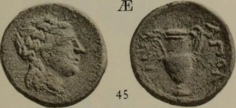 An illustration from Numismata graeca; Greek coin-types, classified for immediate identification, 1910, leaf 170