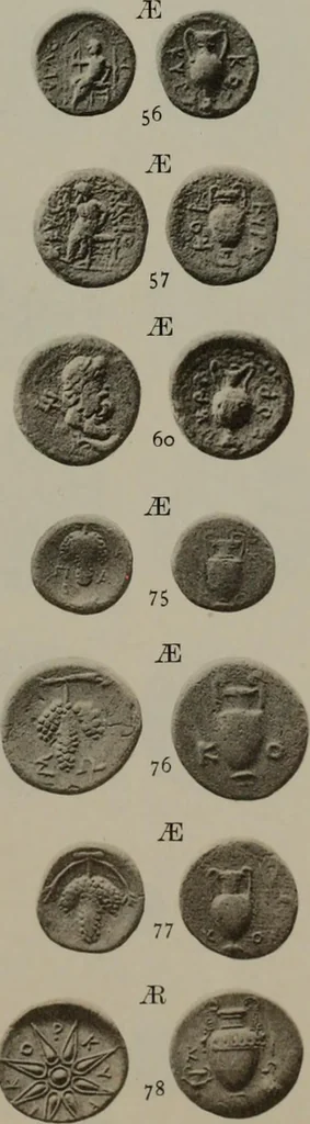 An illustration from Numismata graeca; Greek coin-types, classified for immediate identification, 1910, leaf 170