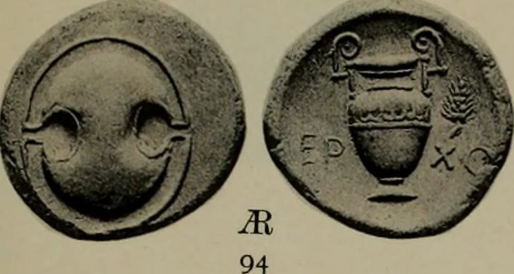 An illustration from Numismata graeca; Greek coin-types, classified for immediate identification, 1910, leaf 172