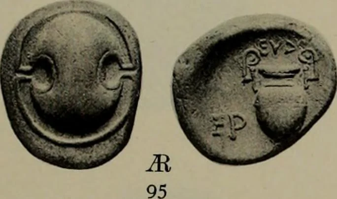 An illustration from Numismata graeca; Greek coin-types, classified for immediate identification, 1910, leaf 172