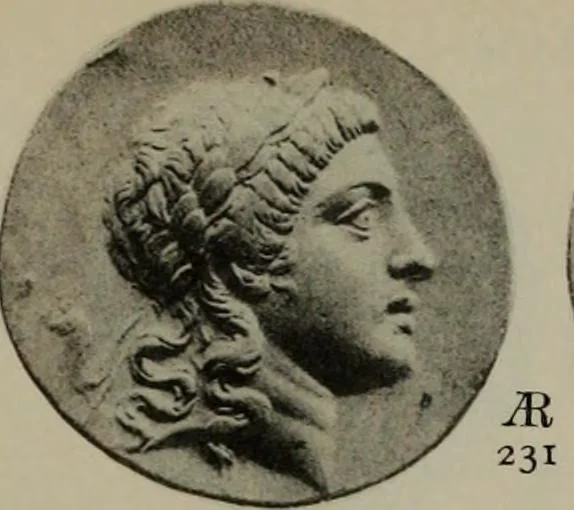 An illustration from Numismata graeca; Greek coin-types, classified for immediate identification, 1910, leaf 176
