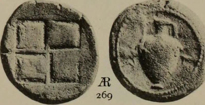 An illustration from Numismata graeca; Greek coin-types, classified for immediate identification, 1910, leaf 176