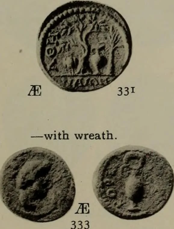 An illustration from Numismata graeca; Greek coin-types, classified for immediate identification, 1910, leaf 180