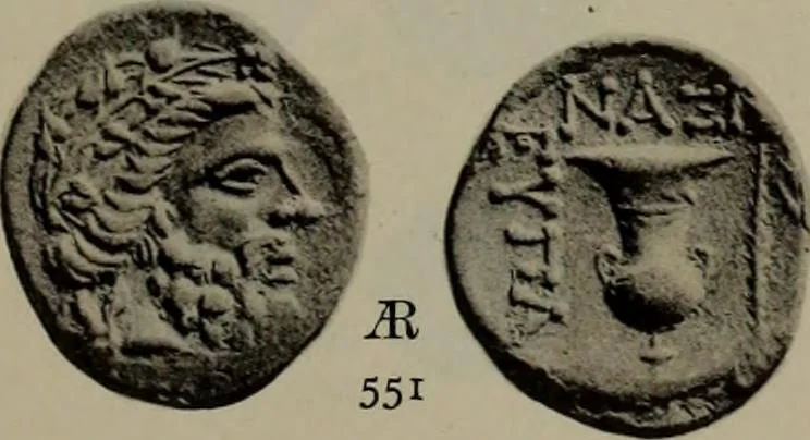An illustration from Numismata graeca; Greek coin-types, classified for immediate identification, 1910, leaf 186
