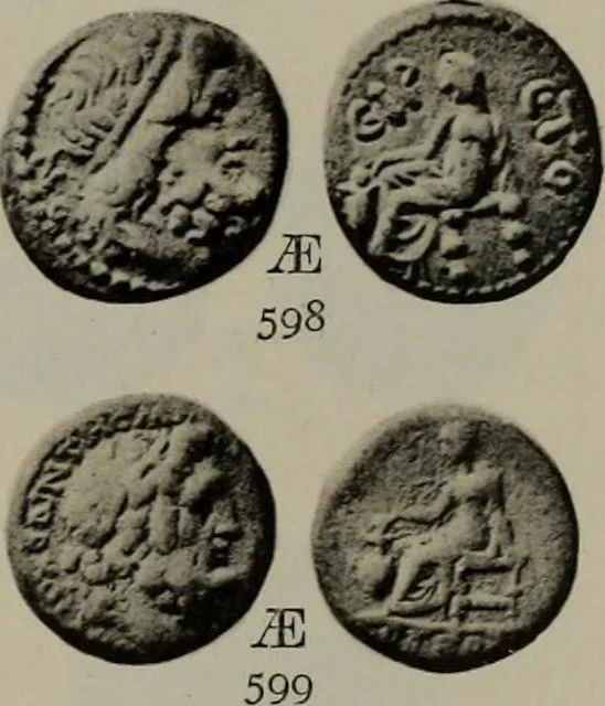 An illustration from Numismata graeca; Greek coin-types, classified for immediate identification, 1910, leaf 186