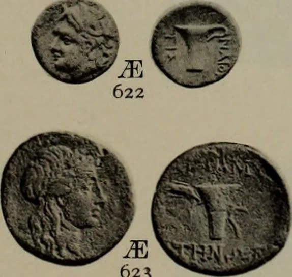 An illustration from Numismata graeca; Greek coin-types, classified for immediate identification, 1910, leaf 188