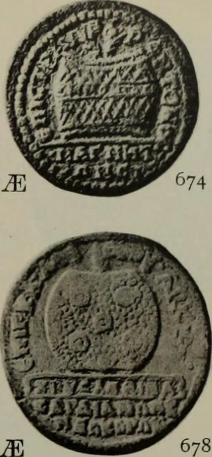 An illustration from Numismata graeca; Greek coin-types, classified for immediate identification, 1910, leaf 188