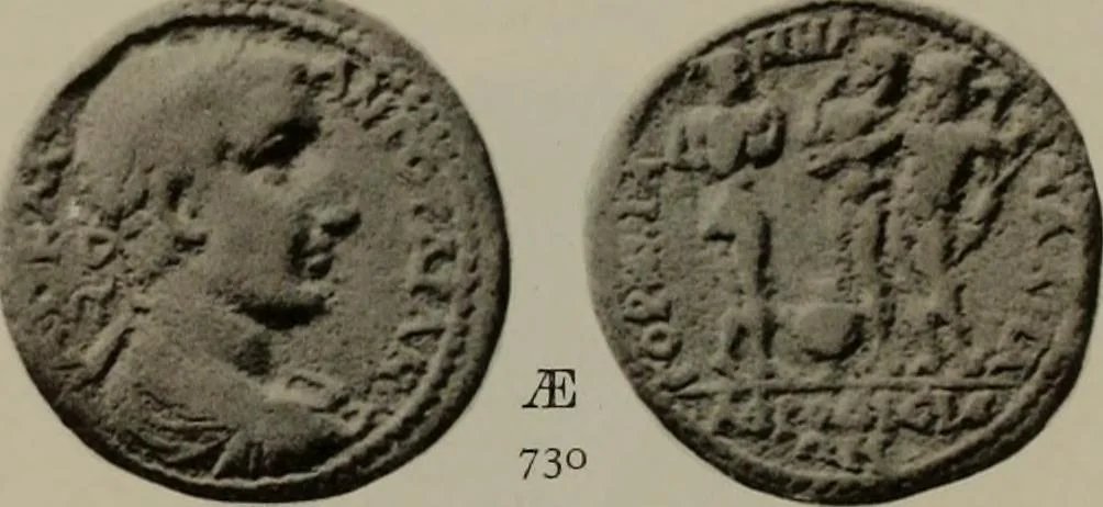 An illustration from Numismata graeca; Greek coin-types, classified for immediate identification, 1910, leaf 190