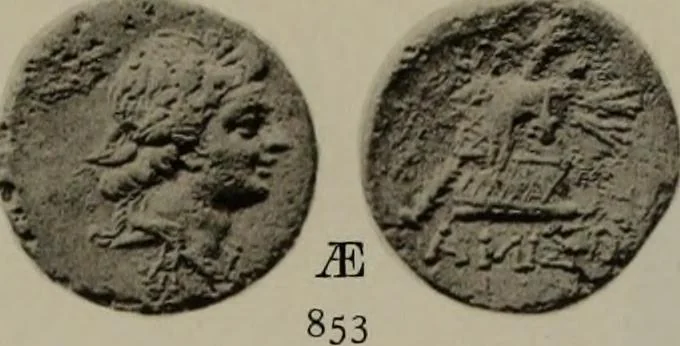 An illustration from Numismata graeca; Greek coin-types, classified for immediate identification, 1910, leaf 192