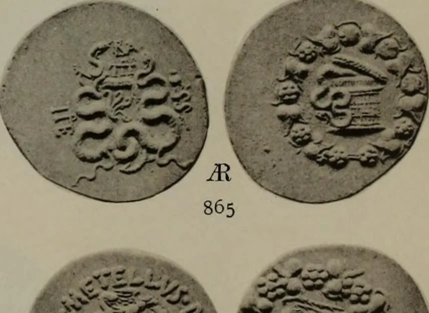 An illustration from Numismata graeca; Greek coin-types, classified for immediate identification, 1910, leaf 192