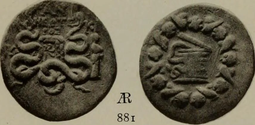 An illustration from Numismata graeca; Greek coin-types, classified for immediate identification, 1910, leaf 194