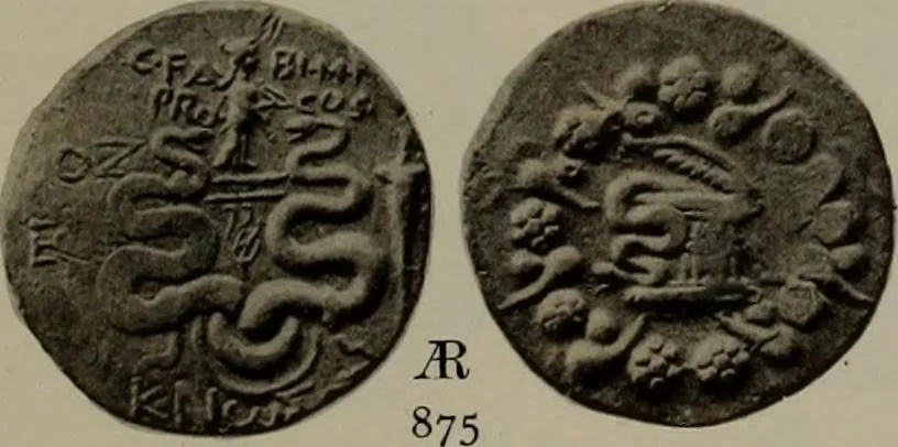 An illustration from Numismata graeca; Greek coin-types, classified for immediate identification, 1910, leaf 194