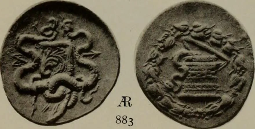 An illustration from Numismata graeca; Greek coin-types, classified for immediate identification, 1910, leaf 194