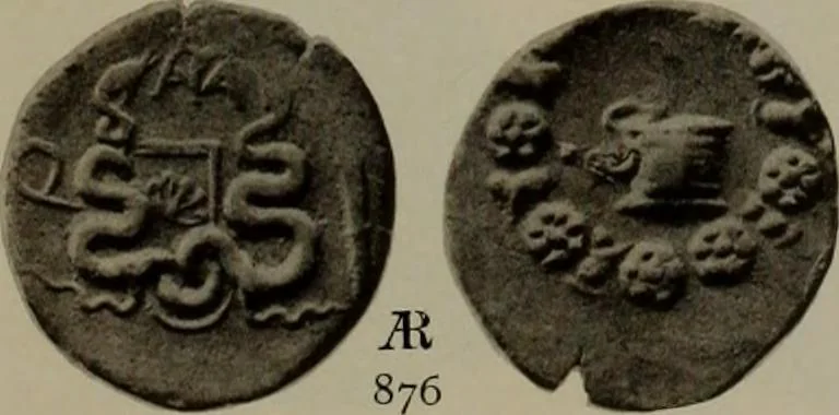 An illustration from Numismata graeca; Greek coin-types, classified for immediate identification, 1910, leaf 194
