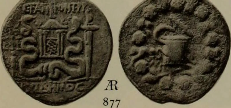 An illustration from Numismata graeca; Greek coin-types, classified for immediate identification, 1910, leaf 194