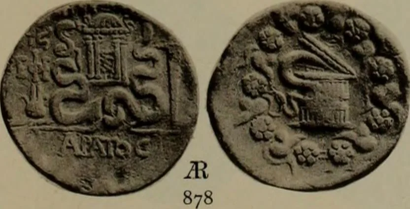 An illustration from Numismata graeca; Greek coin-types, classified for immediate identification, 1910, leaf 194