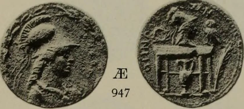 An illustration from Numismata graeca; Greek coin-types, classified for immediate identification, 1910, leaf 200