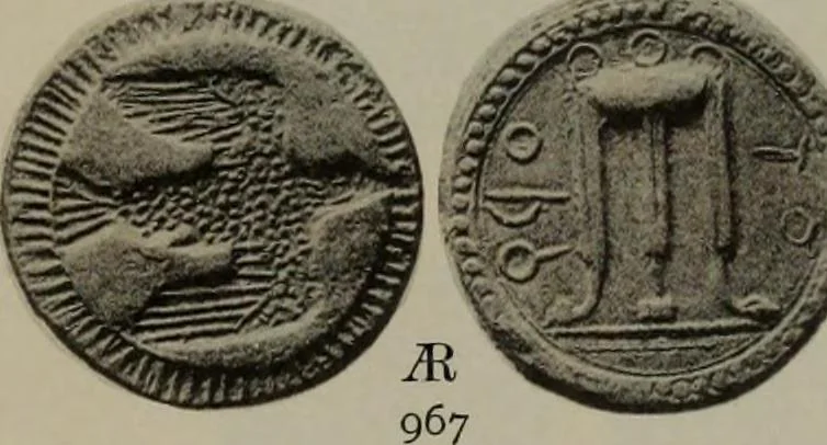 An illustration from Numismata graeca; Greek coin-types, classified for immediate identification, 1910, leaf 200