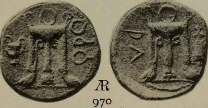 An illustration from Numismata graeca; Greek coin-types, classified for immediate identification, 1910, leaf 200