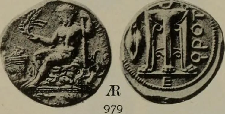 An illustration from Numismata graeca; Greek coin-types, classified for immediate identification, 1910, leaf 200