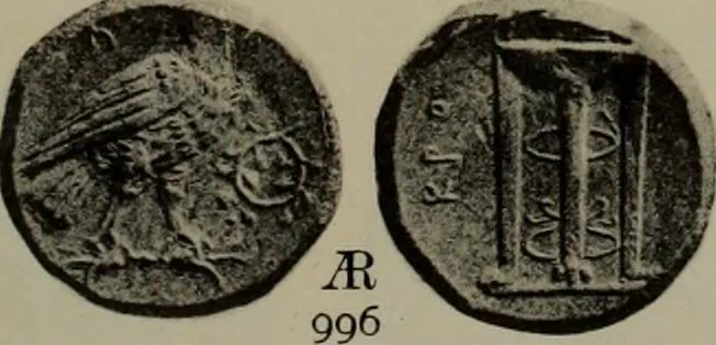 An illustration from Numismata graeca; Greek coin-types, classified for immediate identification, 1910, leaf 202