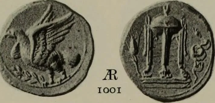 An illustration from Numismata graeca; Greek coin-types, classified for immediate identification, 1910, leaf 202