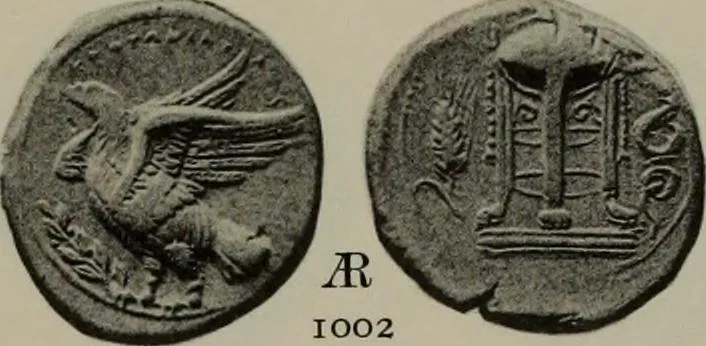 An illustration from Numismata graeca; Greek coin-types, classified for immediate identification, 1910, leaf 202
