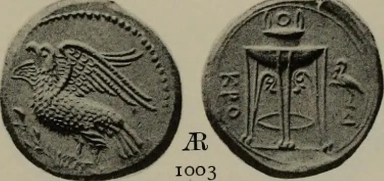 An illustration from Numismata graeca; Greek coin-types, classified for immediate identification, 1910, leaf 202
