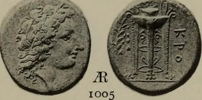 An illustration from Numismata graeca; Greek coin-types, classified for immediate identification, 1910, leaf 202