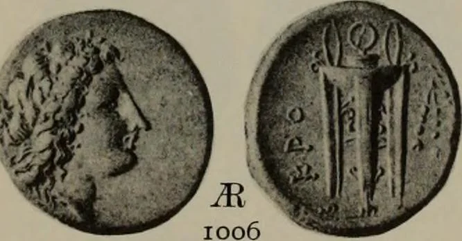 An illustration from Numismata graeca; Greek coin-types, classified for immediate identification, 1910, leaf 202