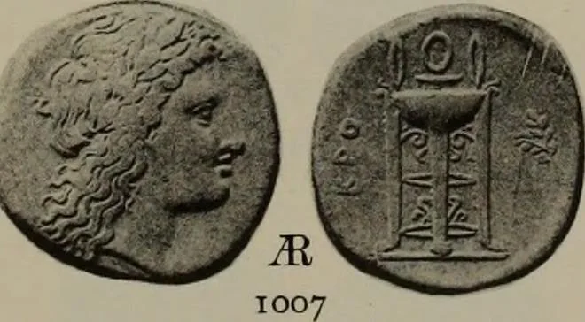 An illustration from Numismata graeca; Greek coin-types, classified for immediate identification, 1910, leaf 202