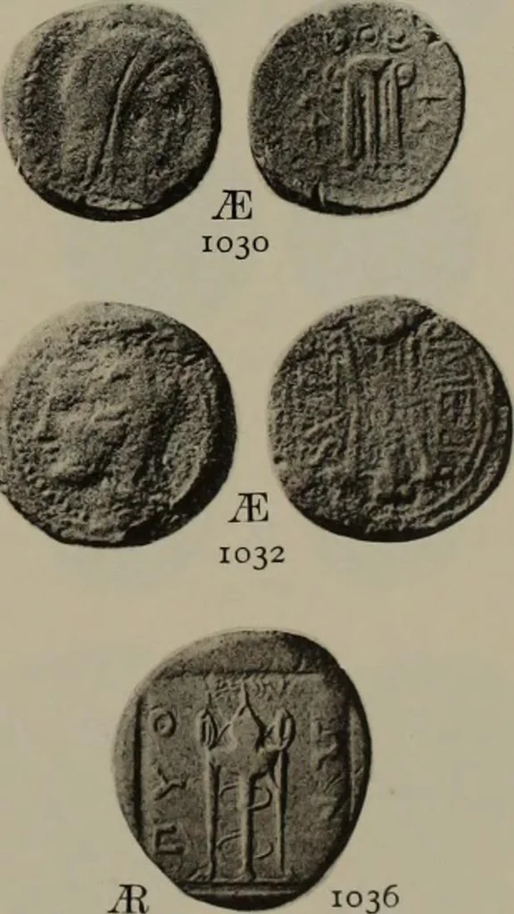 An illustration from Numismata graeca; Greek coin-types, classified for immediate identification, 1910, leaf 202