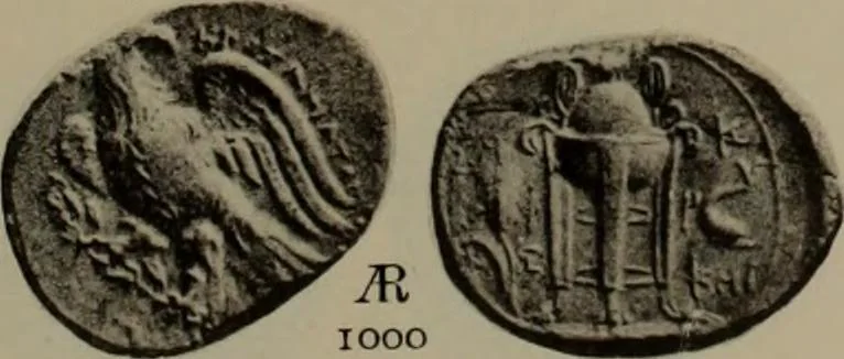 An illustration from Numismata graeca; Greek coin-types, classified for immediate identification, 1910, leaf 202
