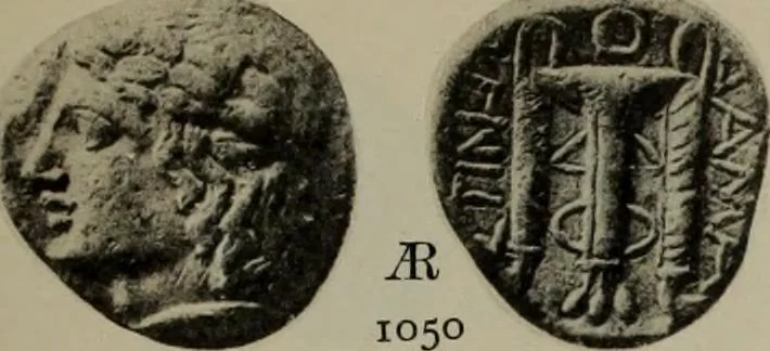 An illustration from Numismata graeca; Greek coin-types, classified for immediate identification, 1910, leaf 204