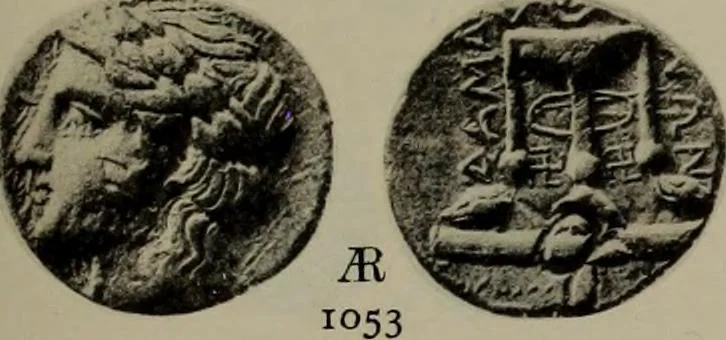An illustration from Numismata graeca; Greek coin-types, classified for immediate identification, 1910, leaf 204