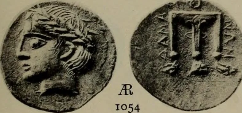 An illustration from Numismata graeca; Greek coin-types, classified for immediate identification, 1910, leaf 204