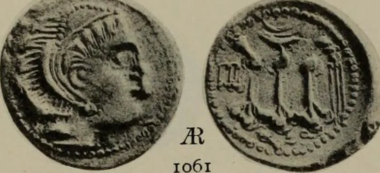 An illustration from Numismata graeca; Greek coin-types, classified for immediate identification, 1910, leaf 204