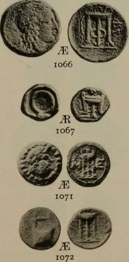 An illustration from Numismata graeca; Greek coin-types, classified for immediate identification, 1910, leaf 204