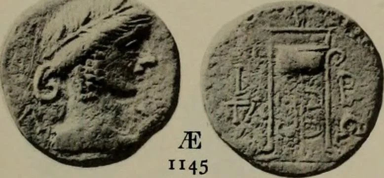 An illustration from Numismata graeca; Greek coin-types, classified for immediate identification, 1910, leaf 208