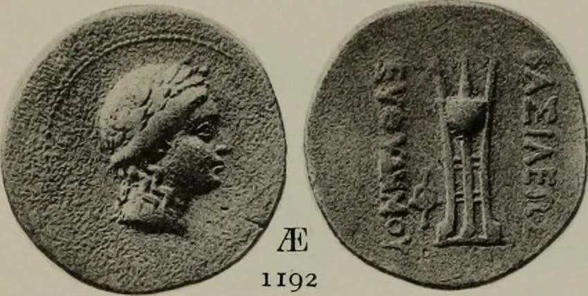 An illustration from Numismata graeca; Greek coin-types, classified for immediate identification, 1910, leaf 210