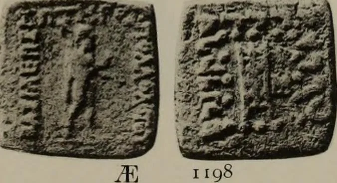An illustration from Numismata graeca; Greek coin-types, classified for immediate identification, 1910, leaf 210