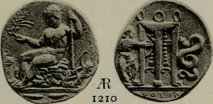 An illustration from Numismata graeca; Greek coin-types, classified for immediate identification, 1910, leaf 212