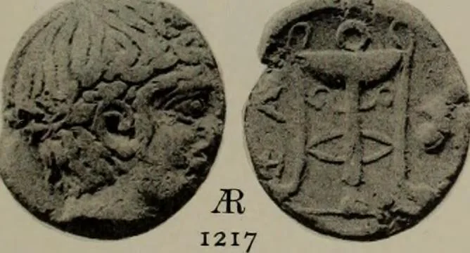 An illustration from Numismata graeca; Greek coin-types, classified for immediate identification, 1910, leaf 212