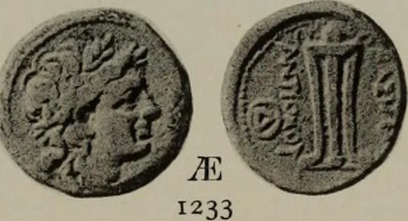 An illustration from Numismata graeca; Greek coin-types, classified for immediate identification, 1910, leaf 212
