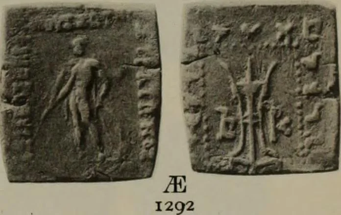 An illustration from Numismata graeca; Greek coin-types, classified for immediate identification, 1910, leaf 214