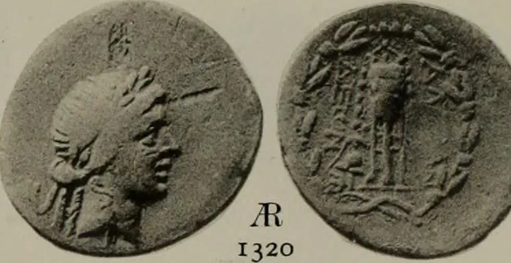 An illustration from Numismata graeca; Greek coin-types, classified for immediate identification, 1910, leaf 216